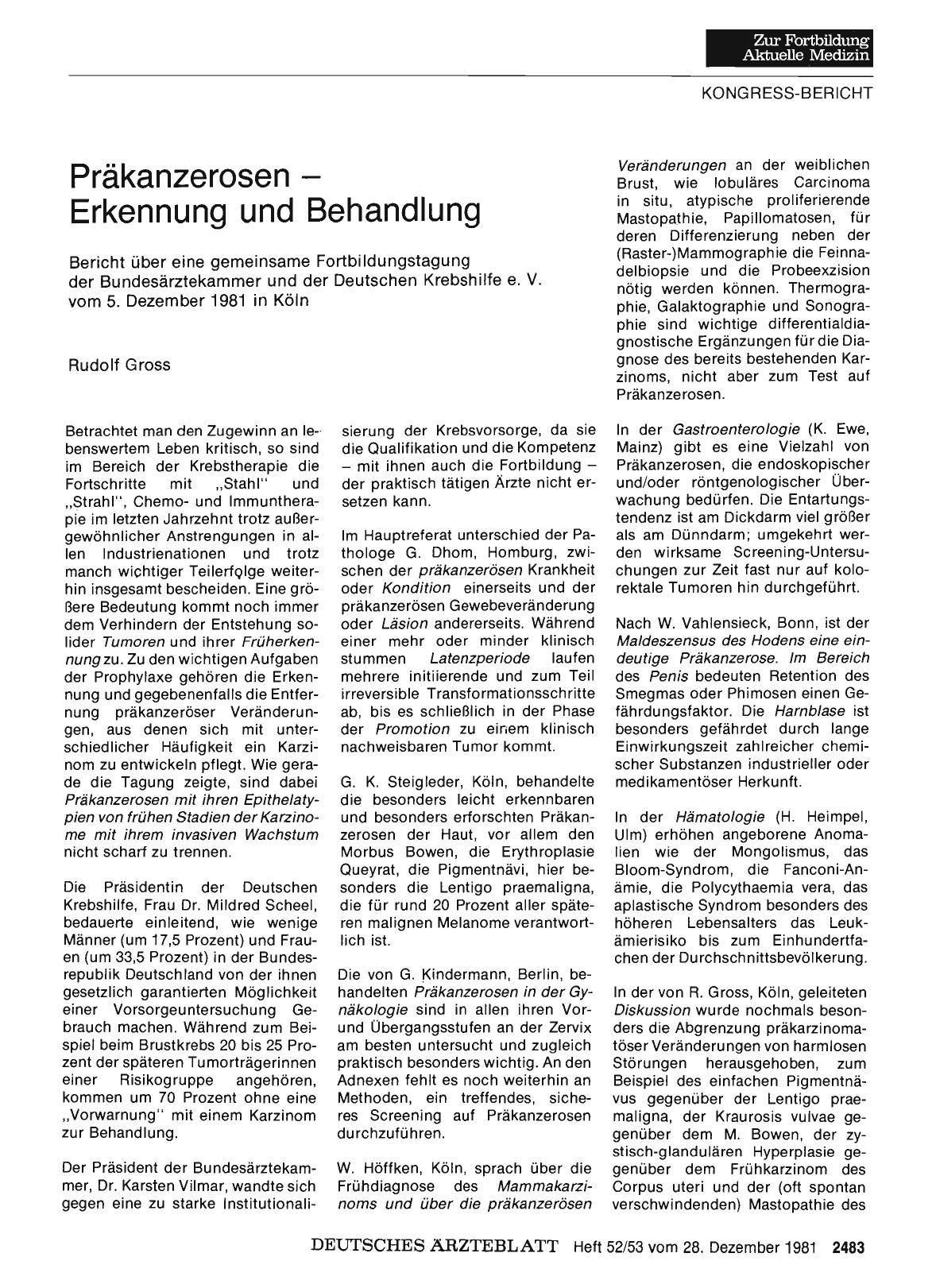 Vorschauseite 1: Präkanzerosen — Erkennung und Behandlung