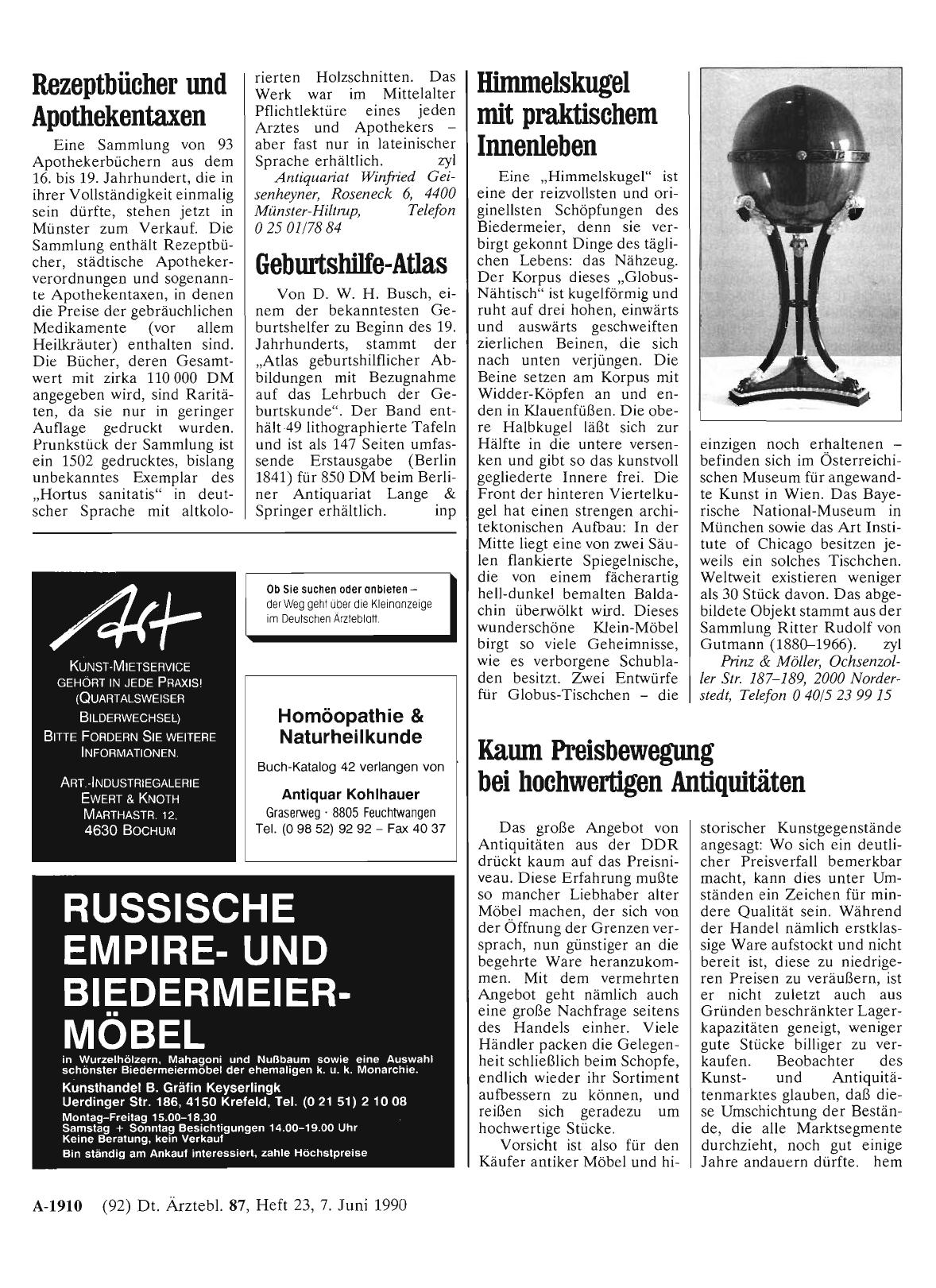 Vorschauseite 1: Kaum Preisbewegung bei hochwertigen Antiquitäten