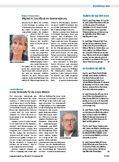Vorschauseite 1: Joachim Mössner: Große Verdienste für die Innere Medizin