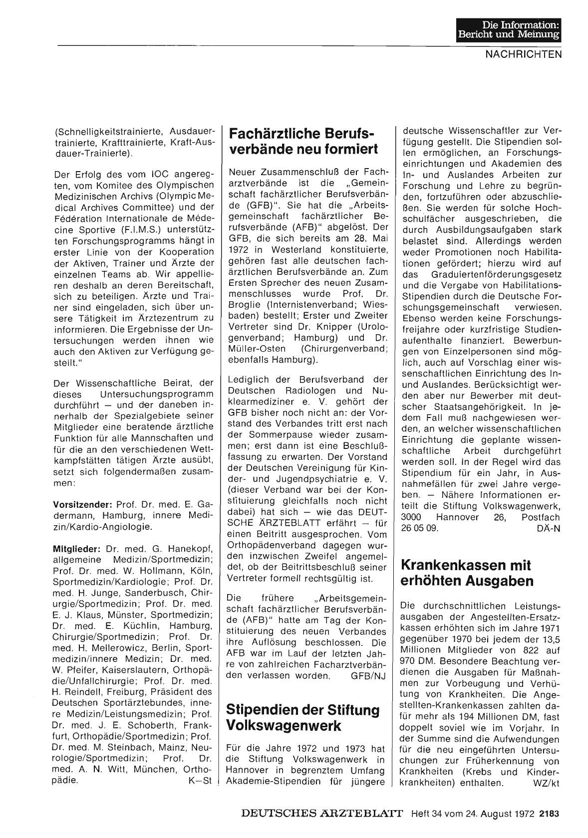 Vorschauseite 1: Stipendien der Stiftung Volkswagenwerk