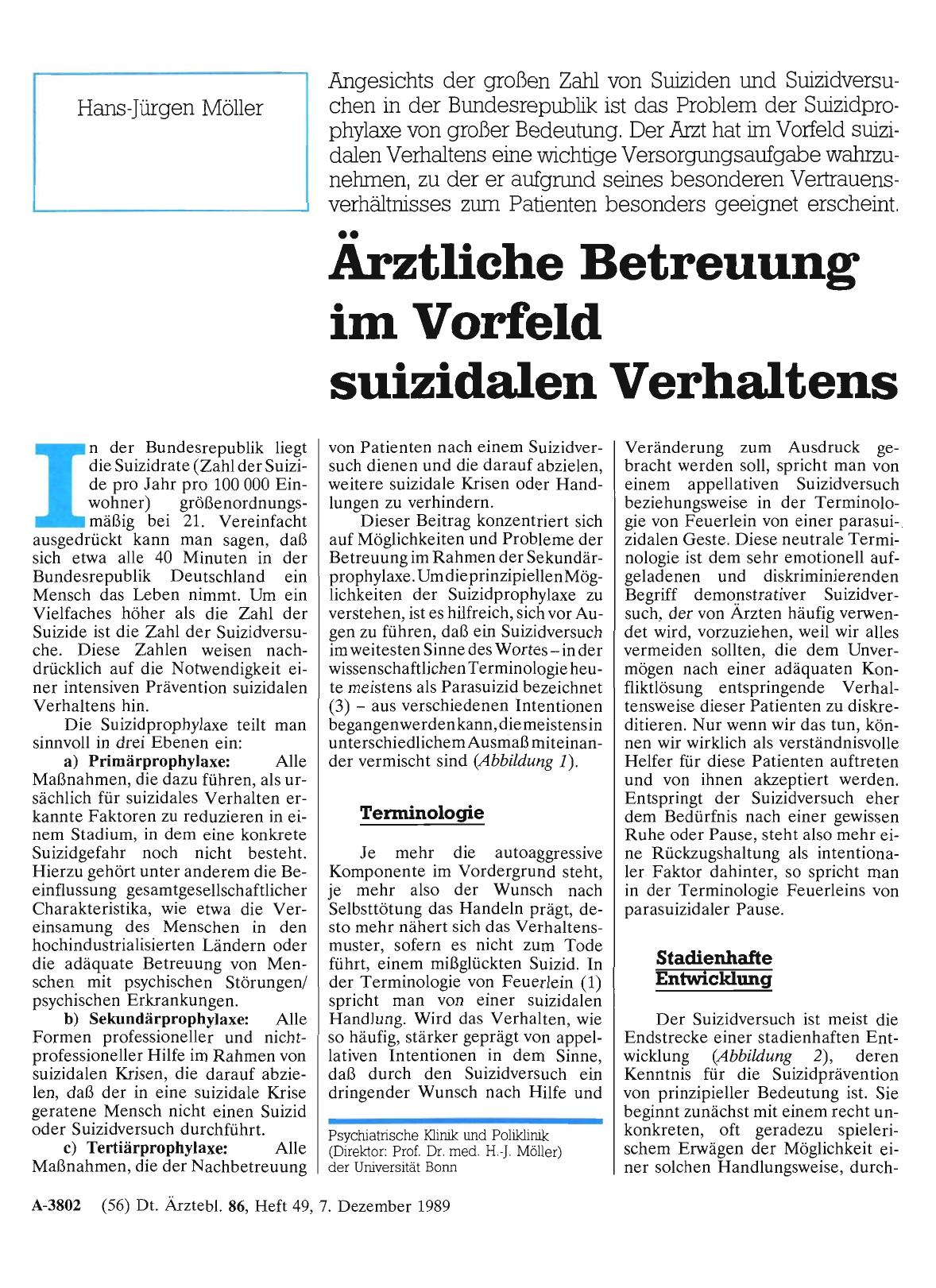Vorschauseite 1: Ärztliche Betreuung im Vorfeld suizidalen Verhaltens