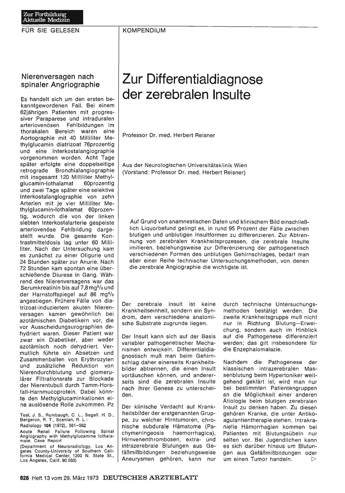 Vorschauseite 1: Nierenversagen nach spinaler Angiographie