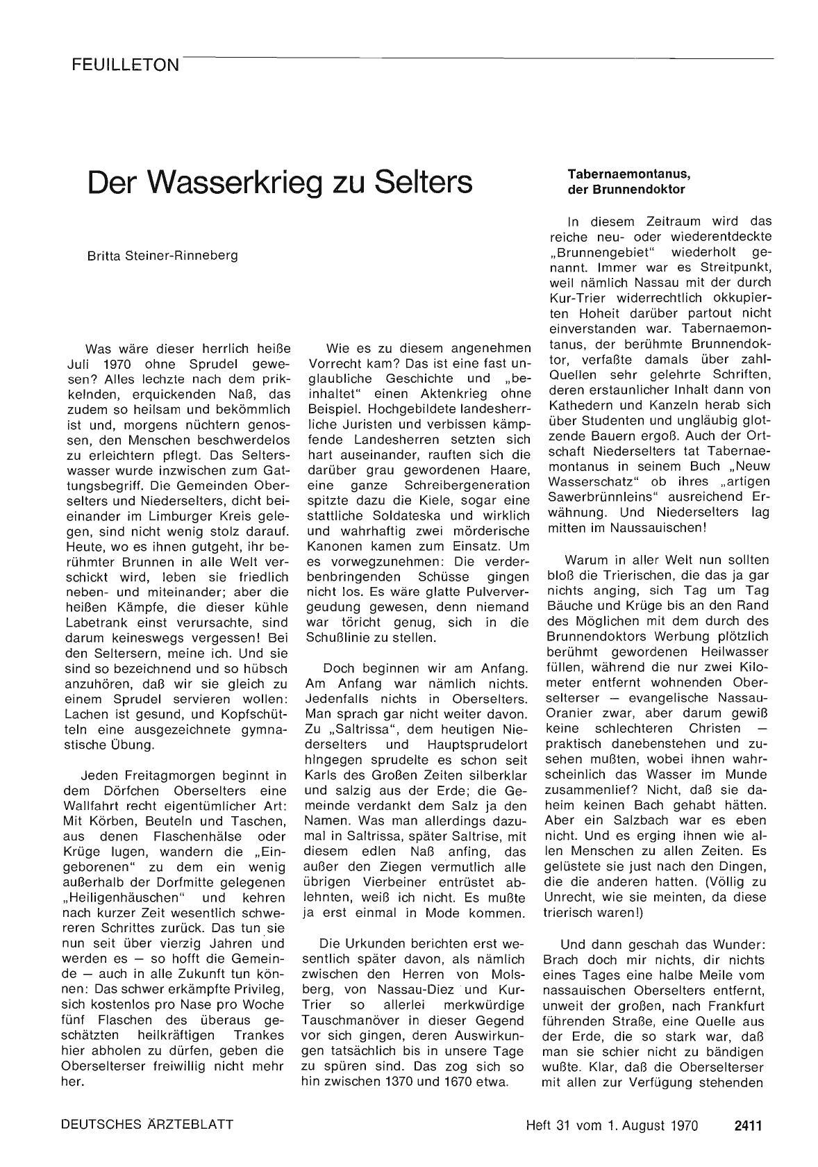 Vorschauseite 1: Der Wasserkrieg zu Selters