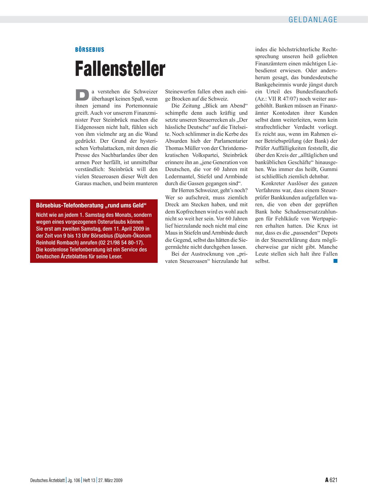 Vorschauseite 1: Börsebius: Fallensteller