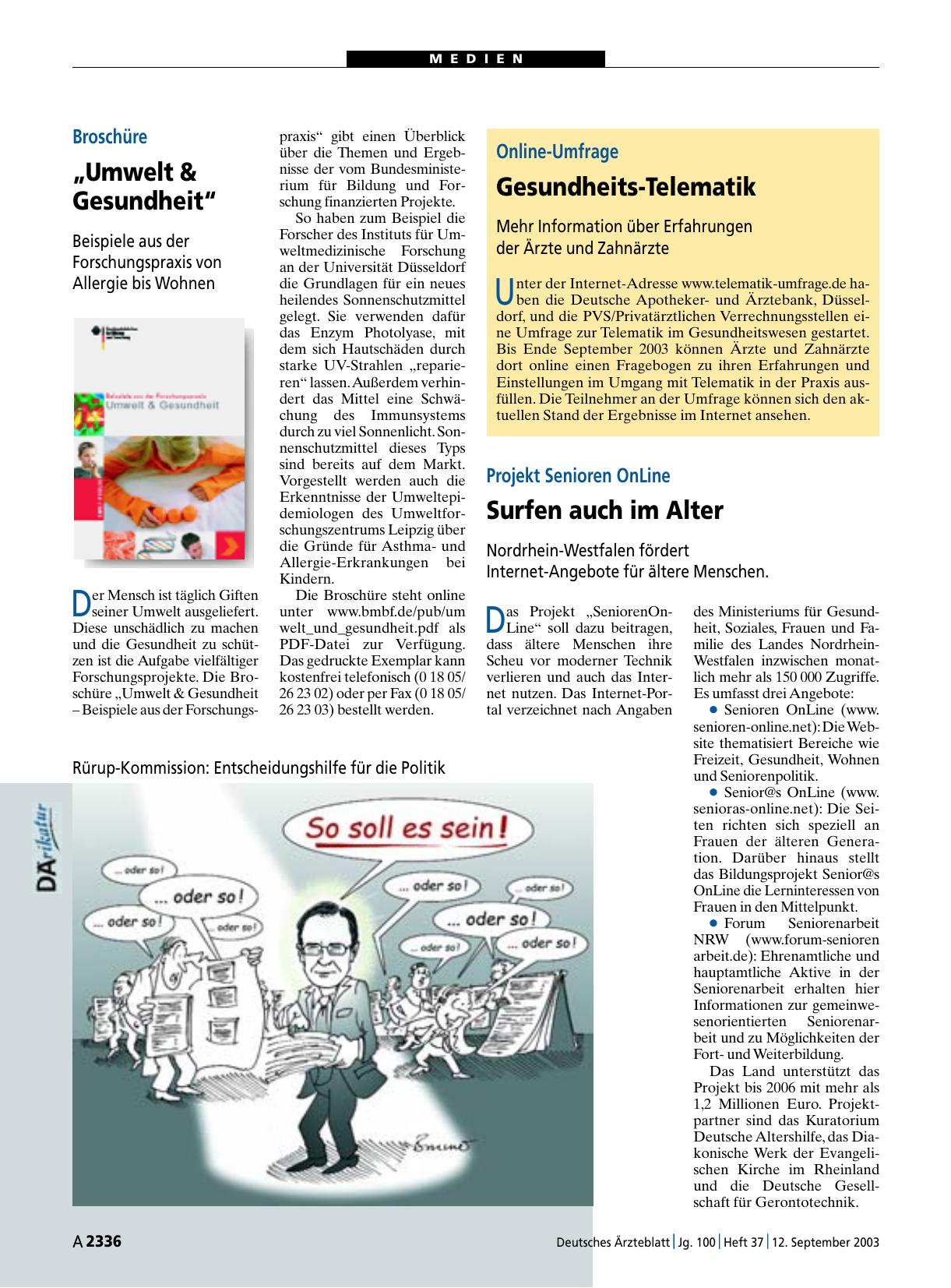 Vorschauseite 1: Online-Umfrage: Gesundheits-Telematik