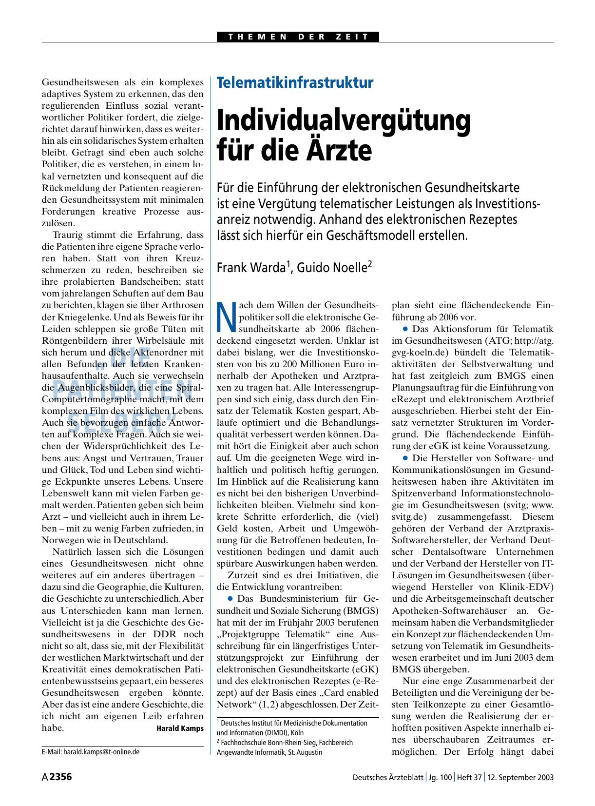 Vorschauseite 1: Telematikinfrastruktur: Individualvergütung für die Ärzte