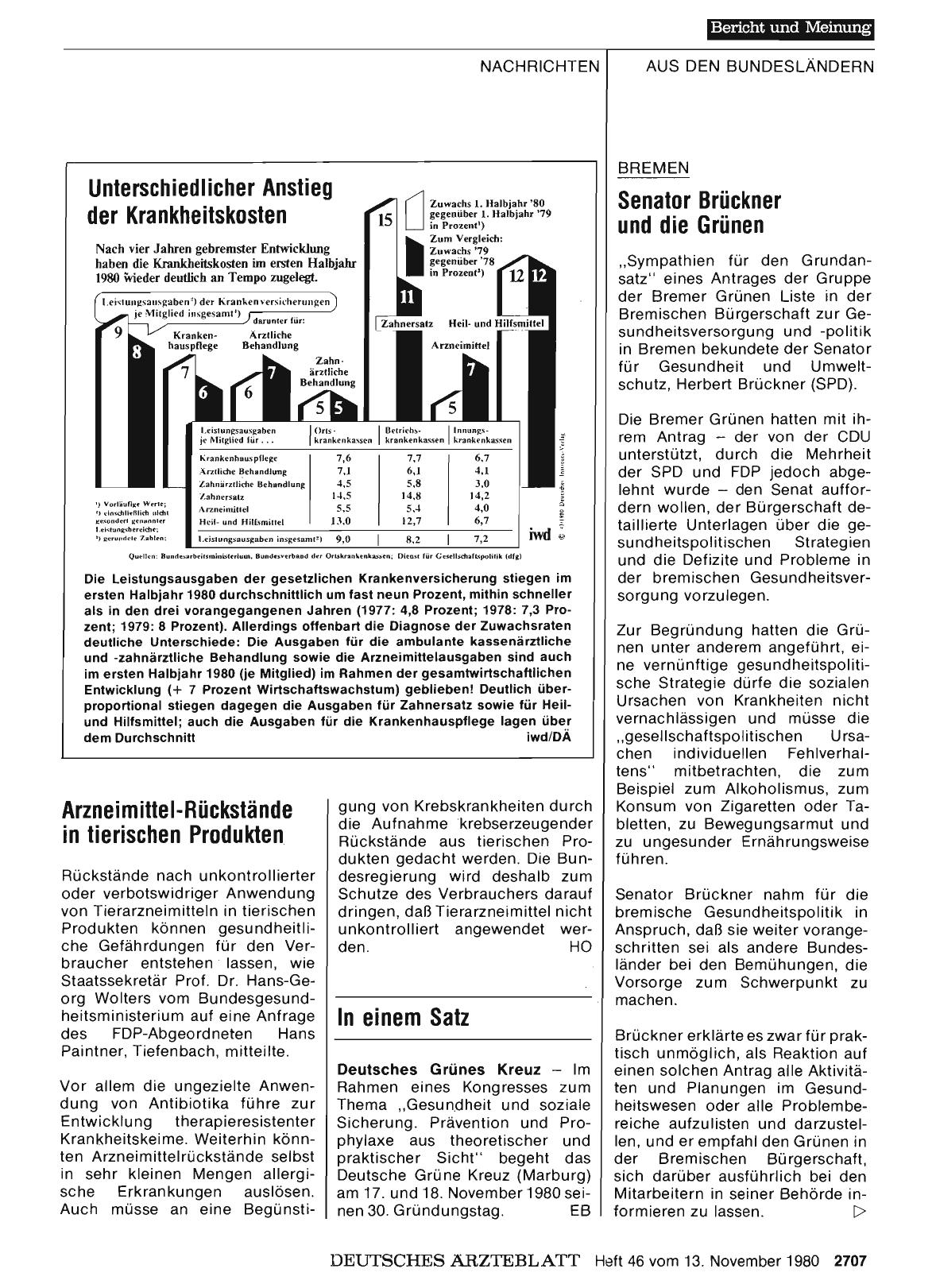 Vorschauseite 1: BREMEN: Senator Brückner und die Grünen