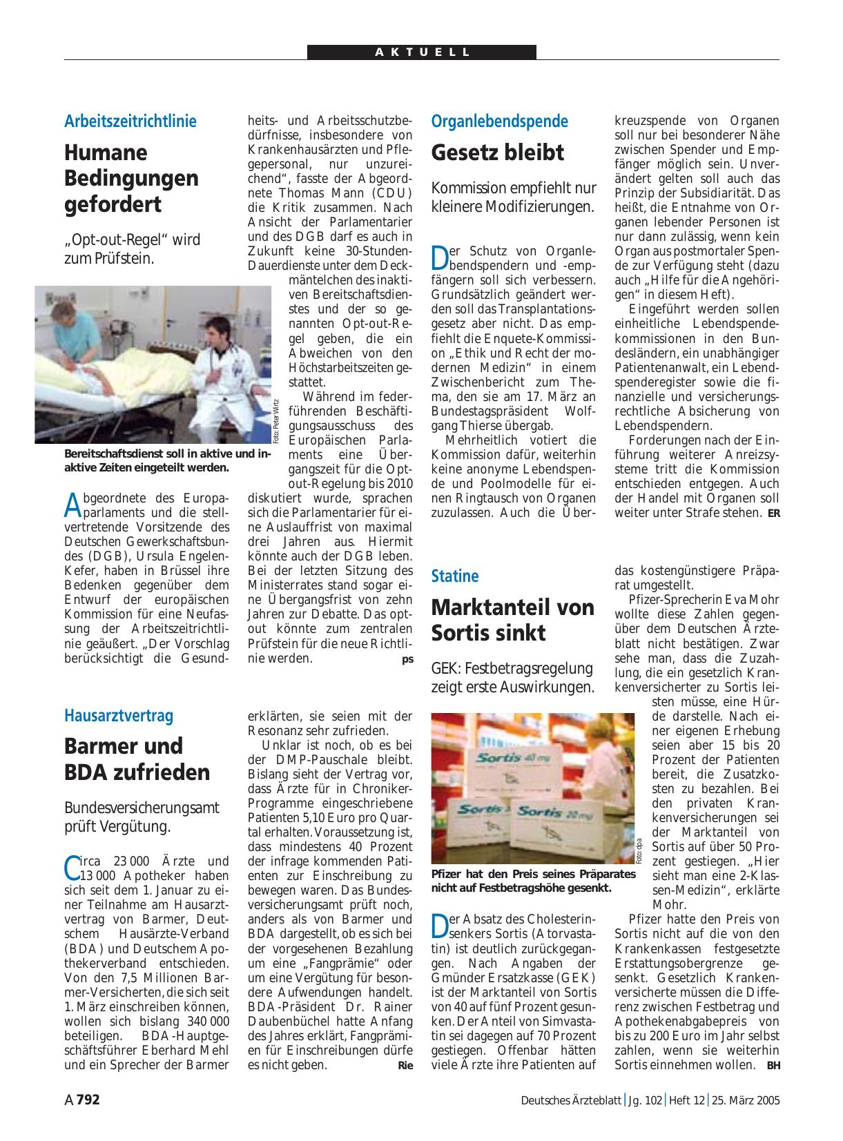 Vorschauseite 1: Hausarztvertrag: Barmer und BDA zufrieden