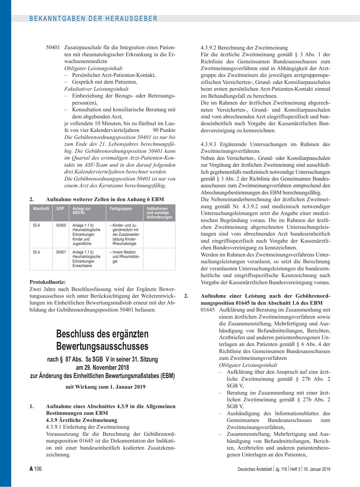 Vorschauseite 2: Beschluss des ergänzten Bewertungsausschusses zur Vergütung der Leistungen der ambulanten spezialfachärztlichen Versorgung