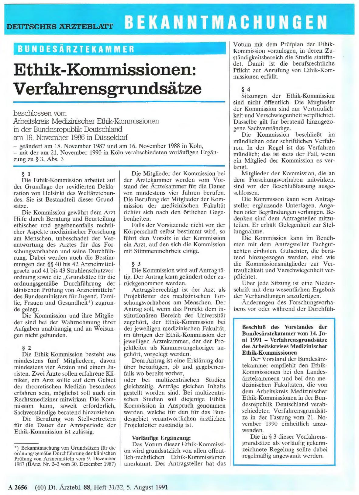 Vorschauseite 1: Ethik-Kommissionen: Verfahrensgrundsätze