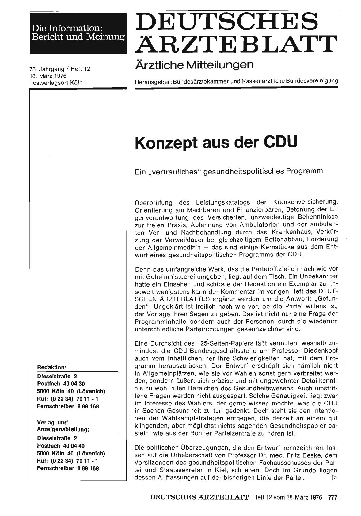 Vorschauseite 1: Konzept aus der CDU