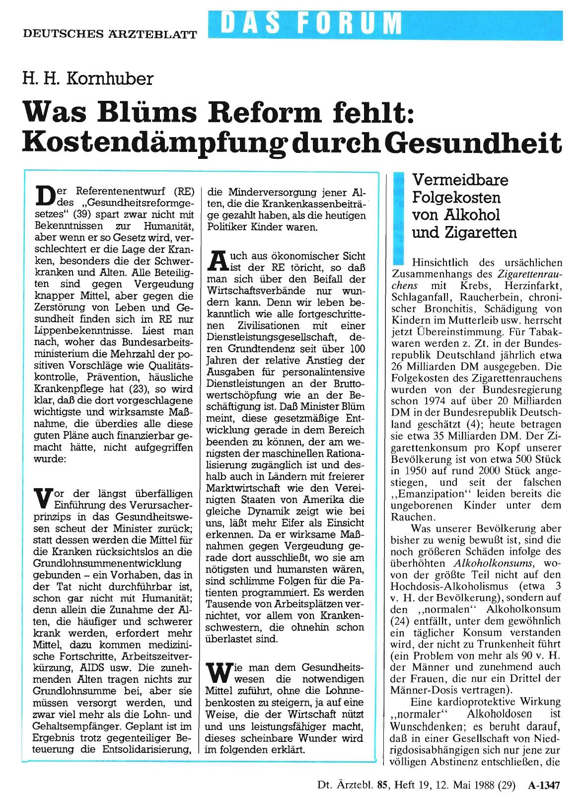 Vorschauseite 1: Was Blüms Reform fehlt: Kostendämpfung durch Gesundheit