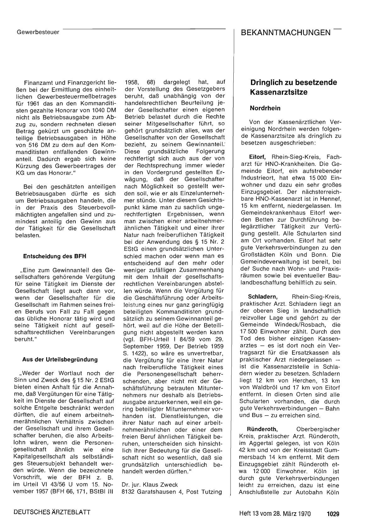 Vorschauseite 1: Dringlich zu besetzende Kassenarztsitze