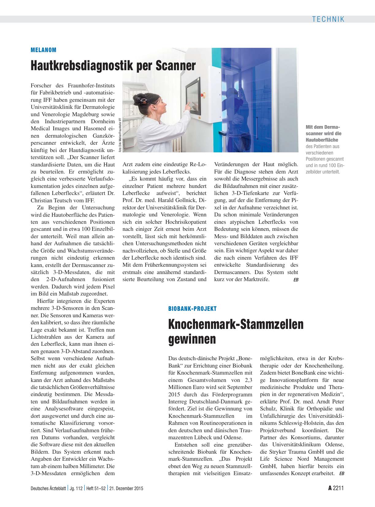 Vorschauseite 1: Melanom: Hautkrebsdiagnostik per Scanner