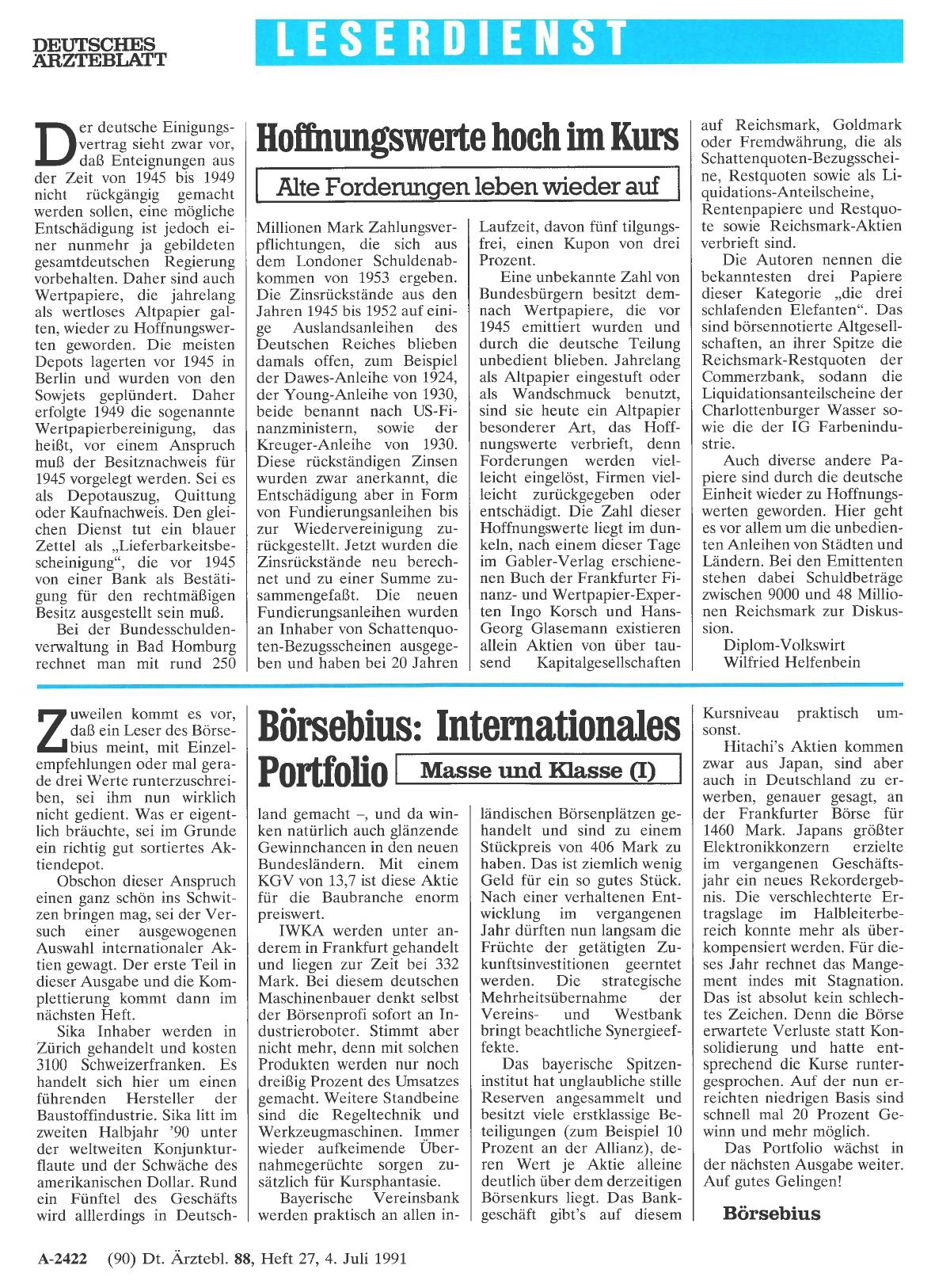 Vorschauseite 1: Börsebius: Internationales Portfolio