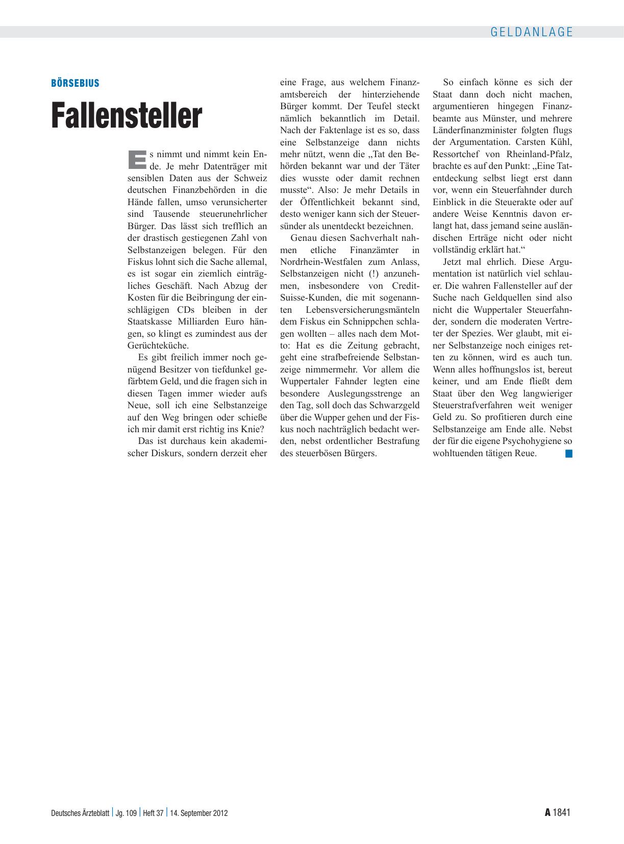 Vorschauseite 1: Börsebius: Fallensteller