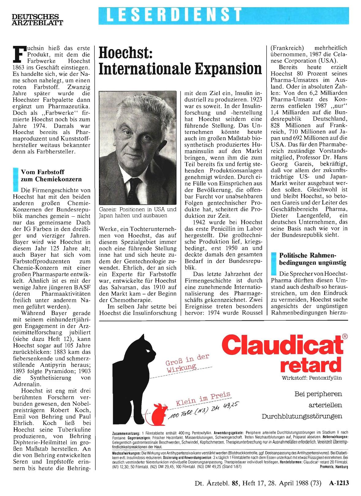 Vorschauseite 1: Hoechst: Internationale Expansion