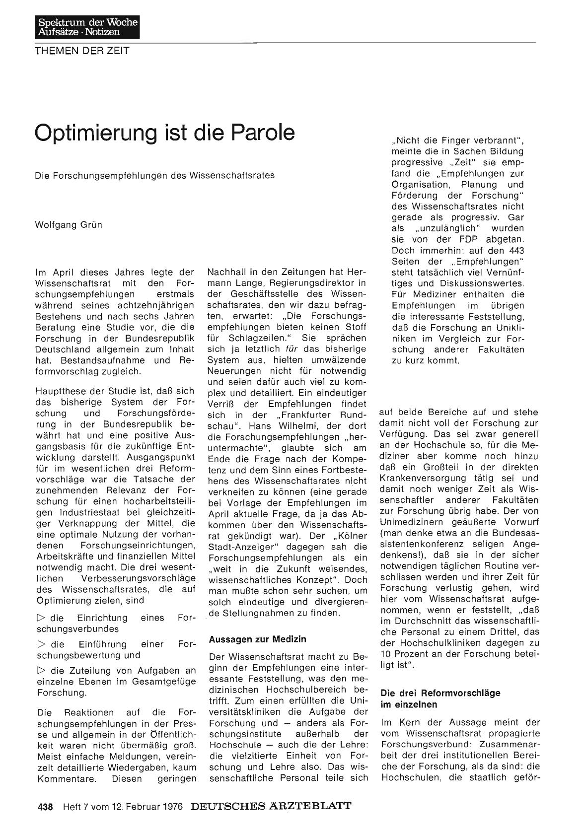 Vorschauseite 1: Optimierung ist die Parole