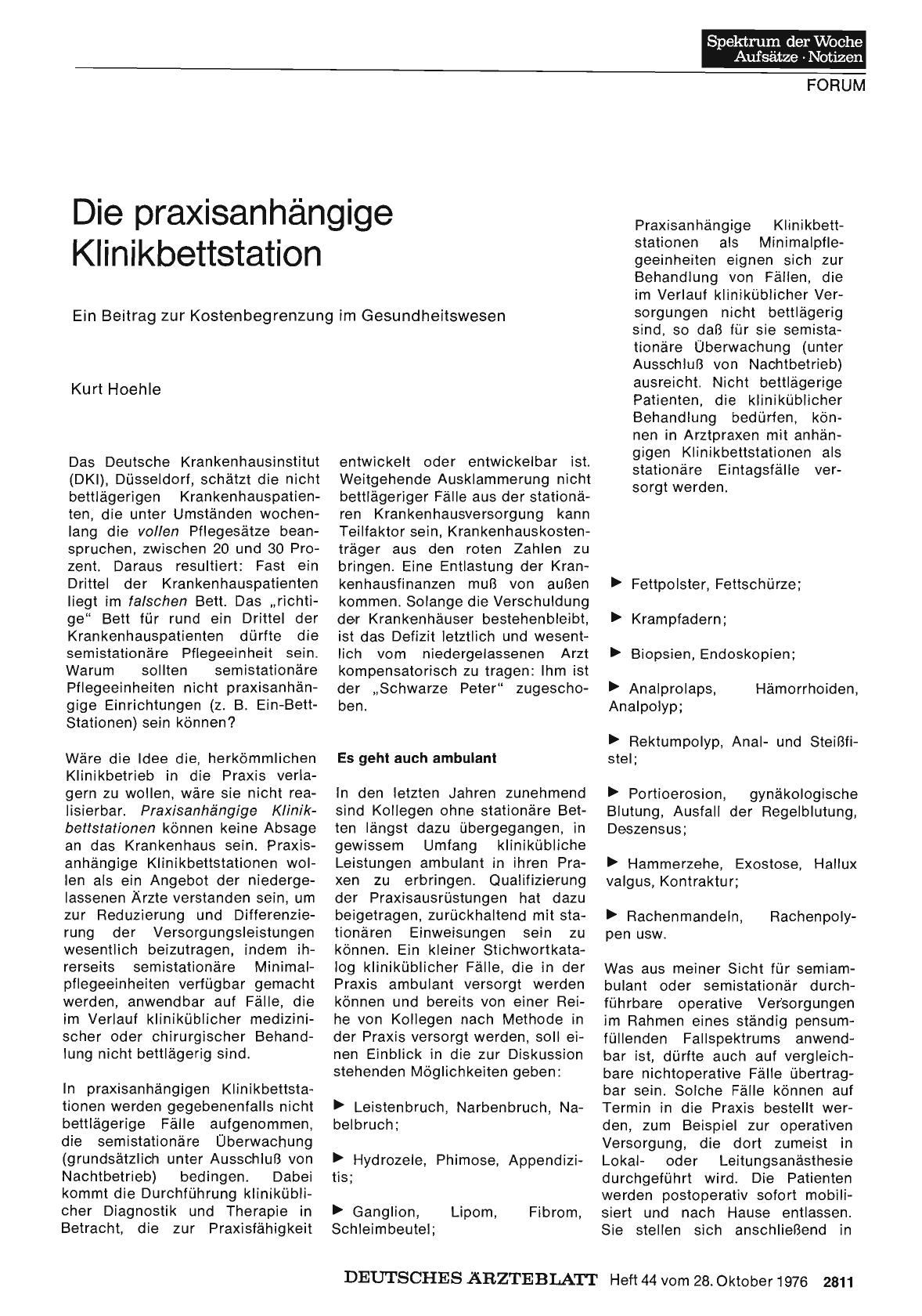 Vorschauseite 1: Die praxisanhängige Kl in i kbettstation: Ein Beitrag zur Kostenbegrenzung im Gesundheitswesen