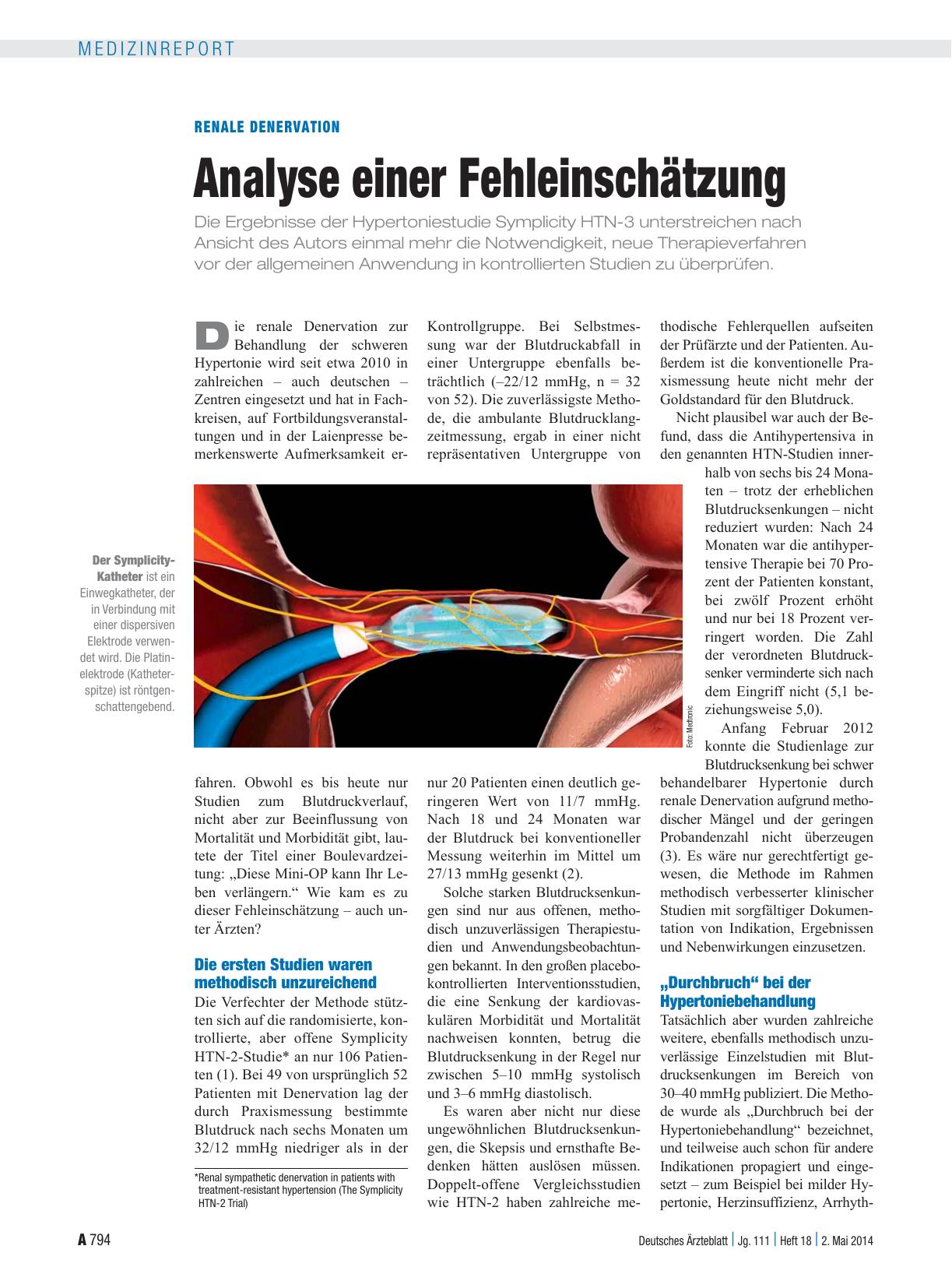 Vorschauseite 1: Renale Denervation: Analyse einer Fehleinschätzung