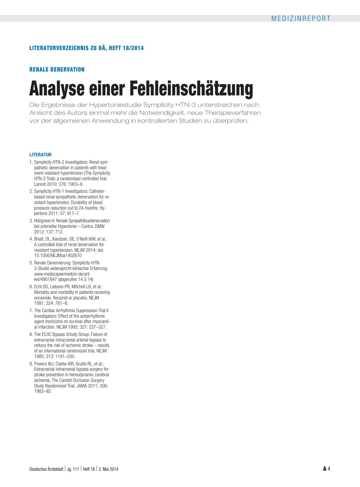 Vorschauseite 4: Renale Denervation: Analyse einer Fehleinschätzung