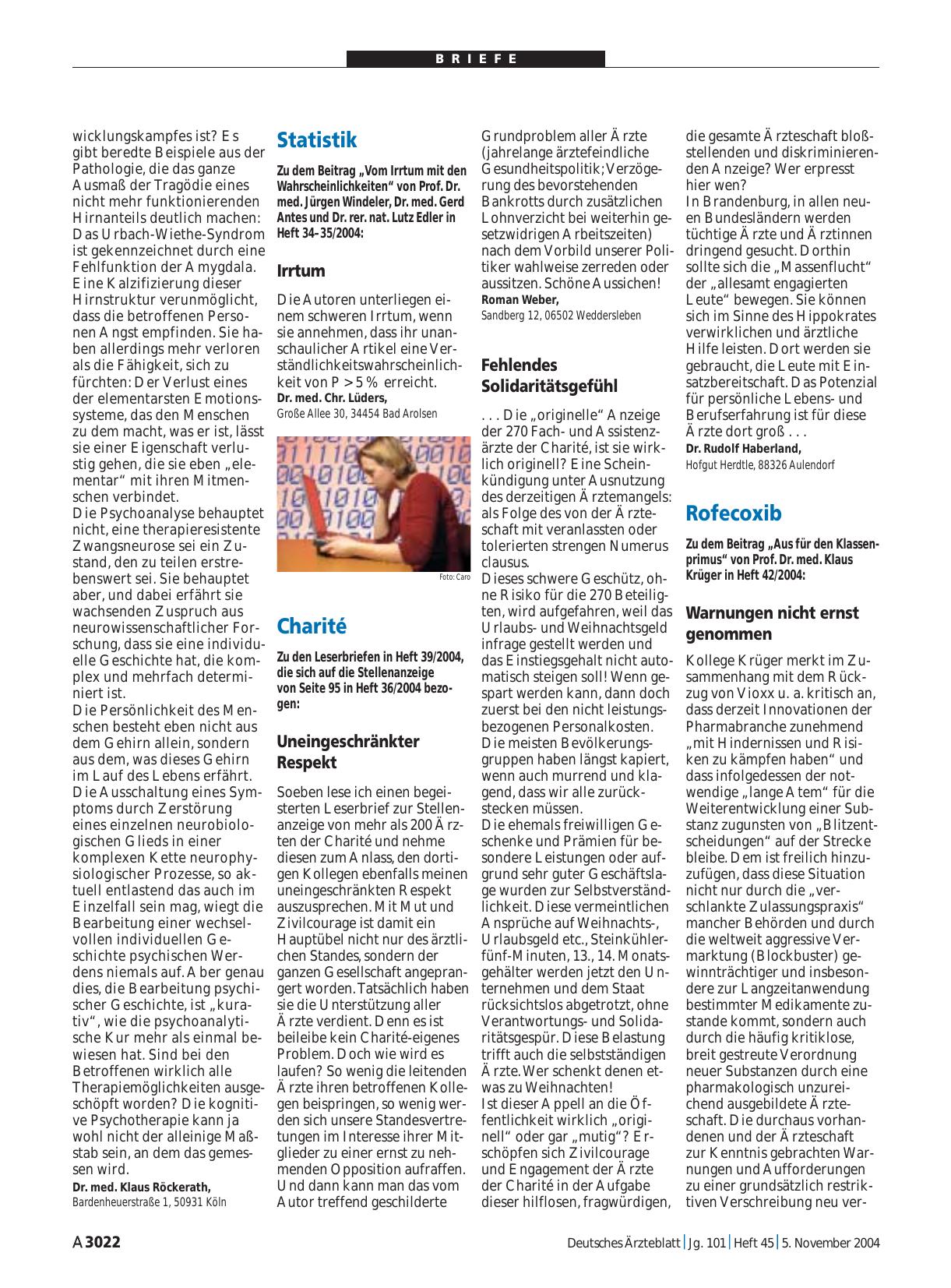 Vorschauseite 1: Charité: Uneingeschränkter Respekt