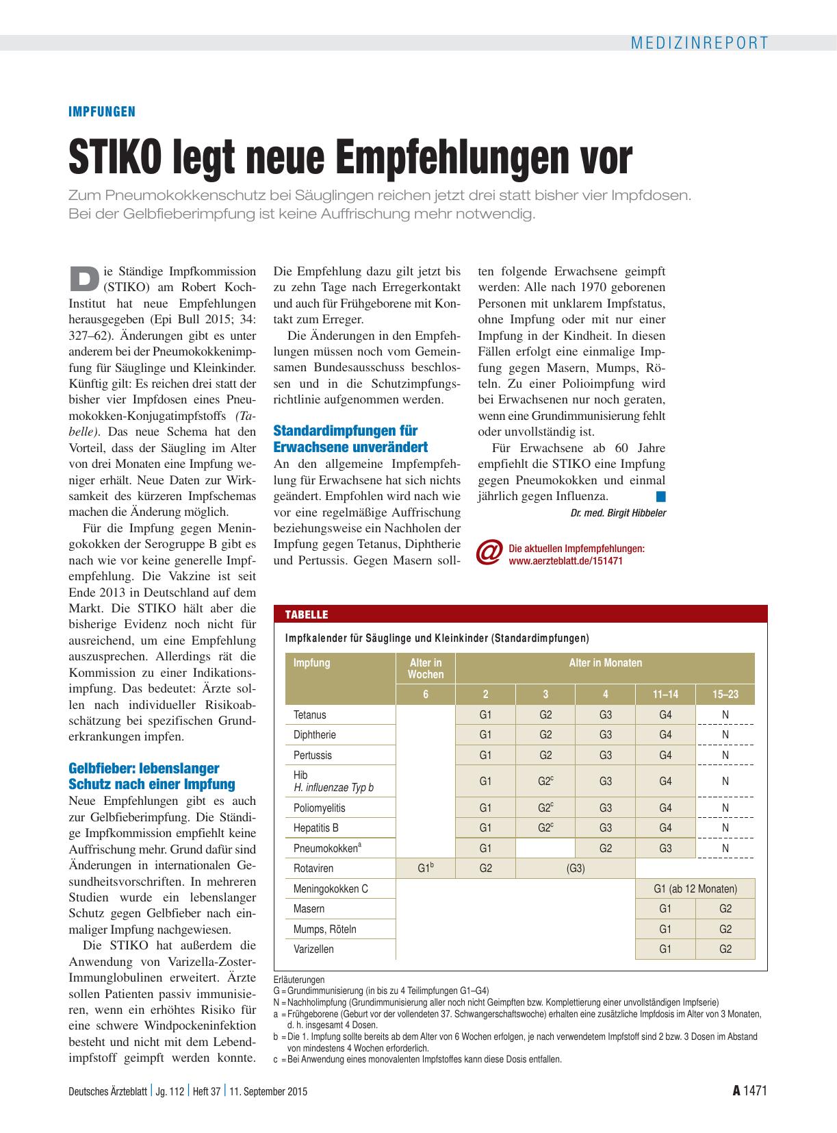Vorschauseite 1: Impfungen: STIKO legt neue Empfehlungen vor