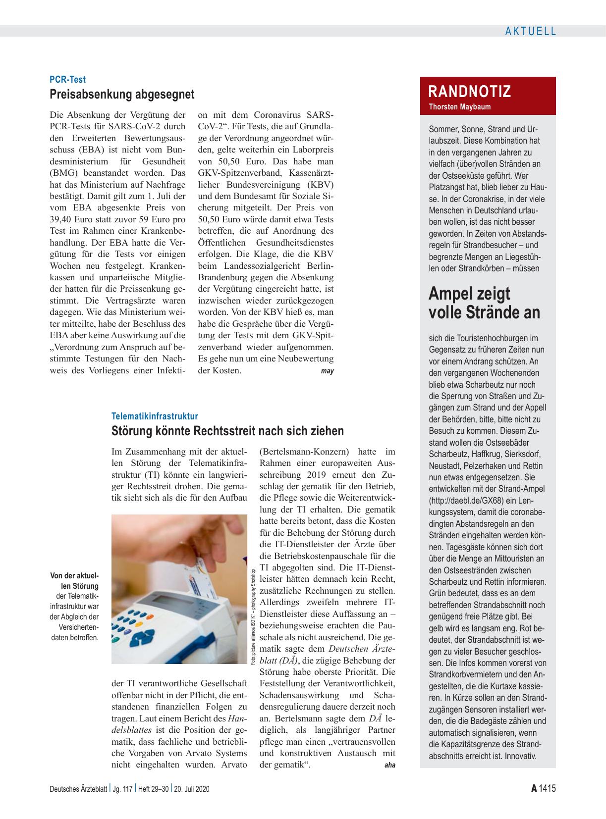 Vorschauseite 1: Telematikinfrastruktur: Störung könnte Rechtsstreit nach sich ziehen
