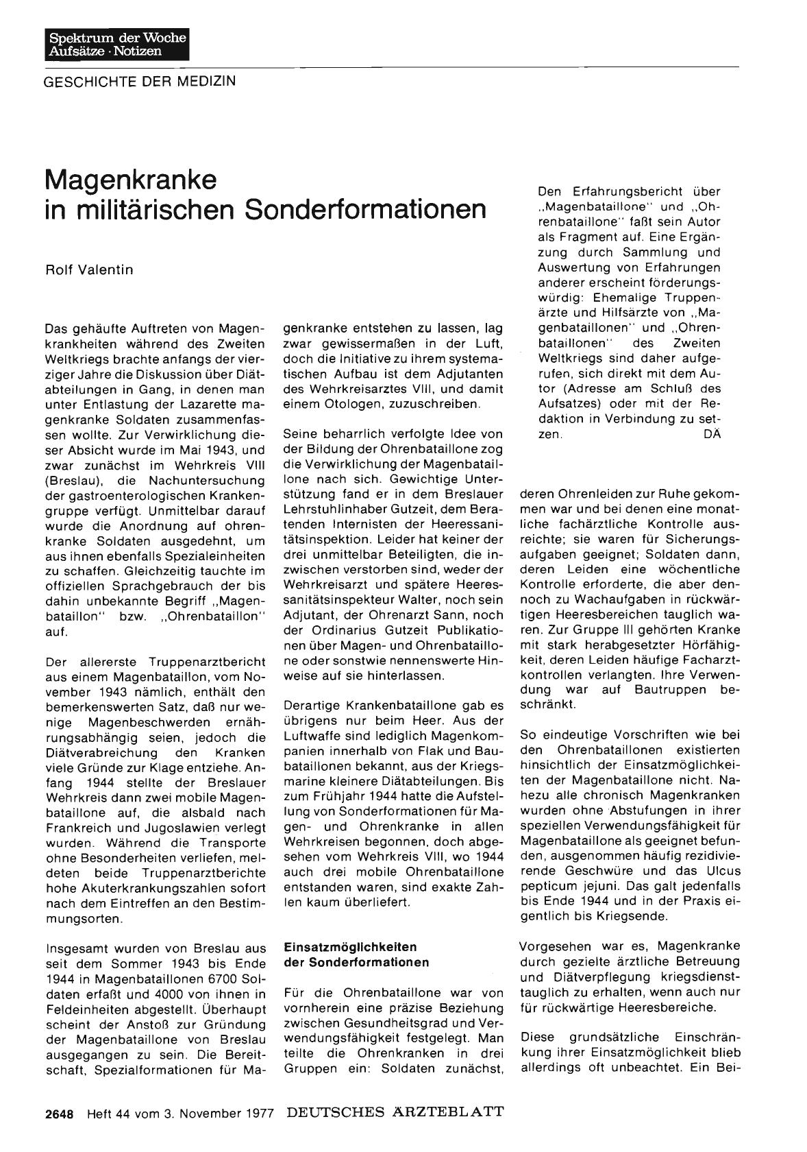 Vorschauseite 1: Magenkranke in militärischen Sonderformationen