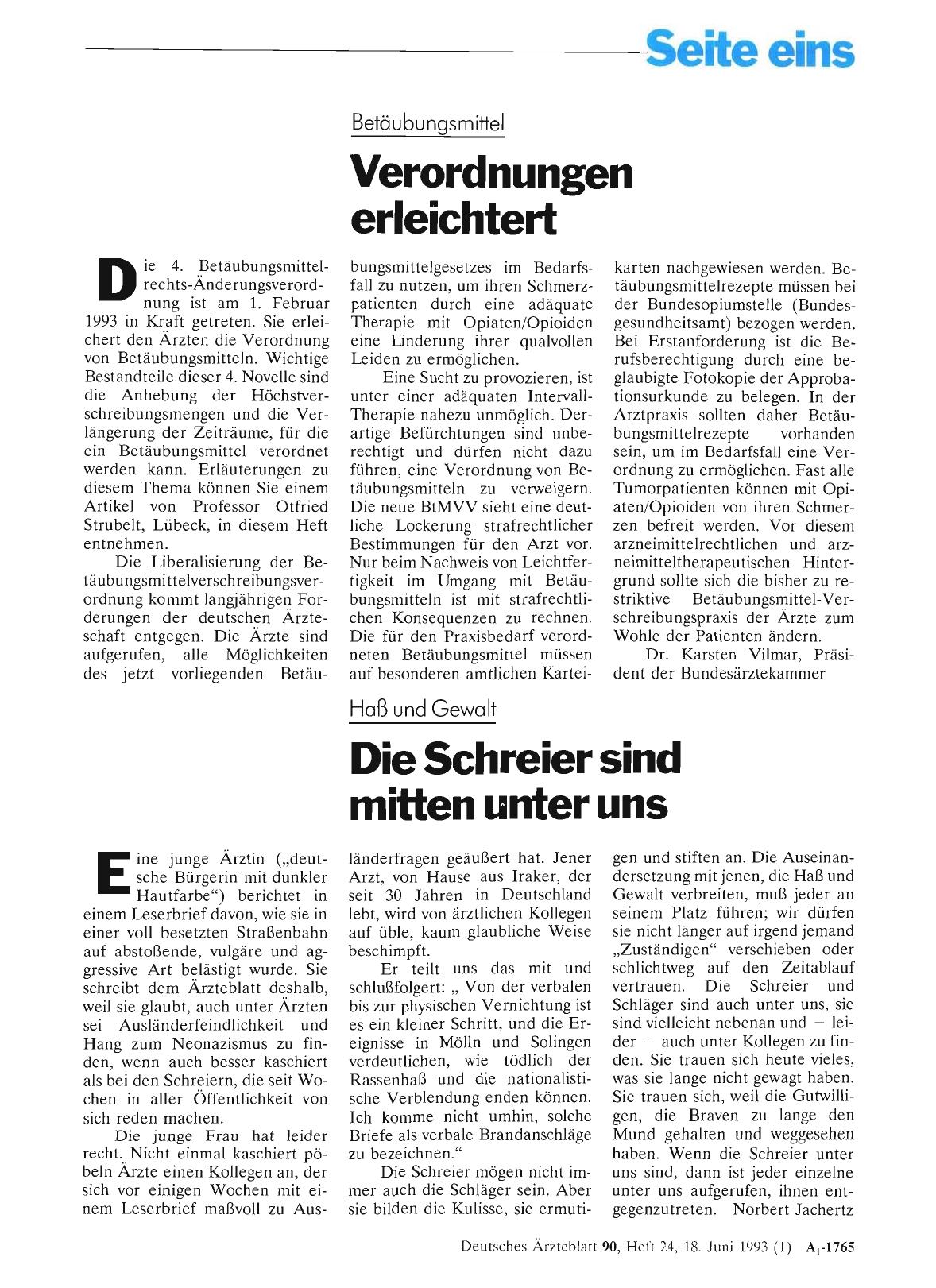 Vorschauseite 1: Betäubungsmittel: Verordnungen erleichtert