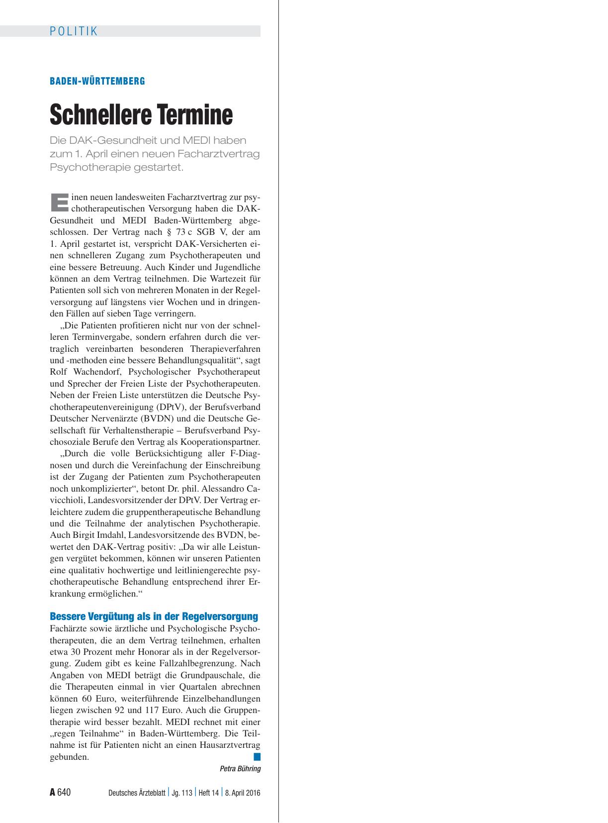 Vorschauseite 1: Baden-Württemberg: Schnellere Termine