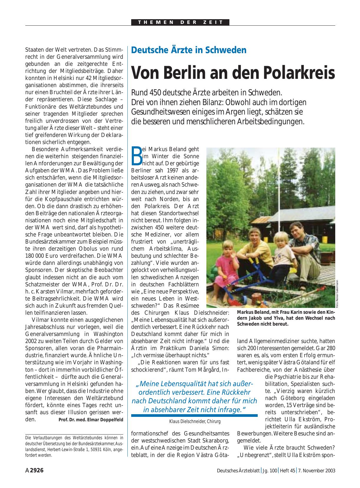 Vorschauseite 1: Deutsche Ärzte in Schweden: Von Berlin an den Polarkreis