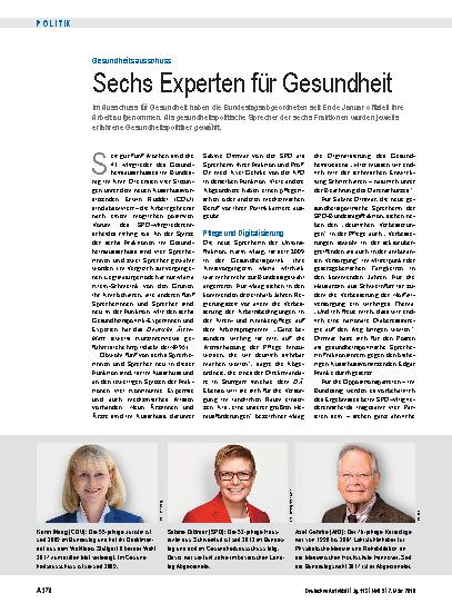 Vorschauseite 1: Gesundheitsausschuss: Sechs Experten für Gesundheit