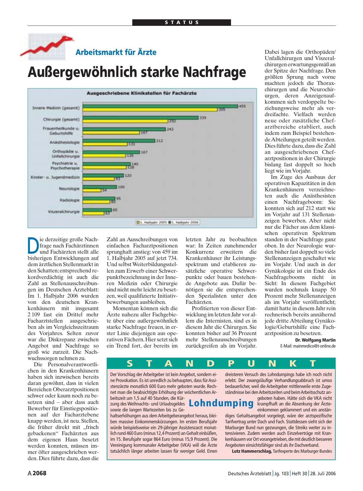 Vorschauseite 1: Arbeitsmarkt für Ärzte: Außergewöhnlich starke Nachfrage