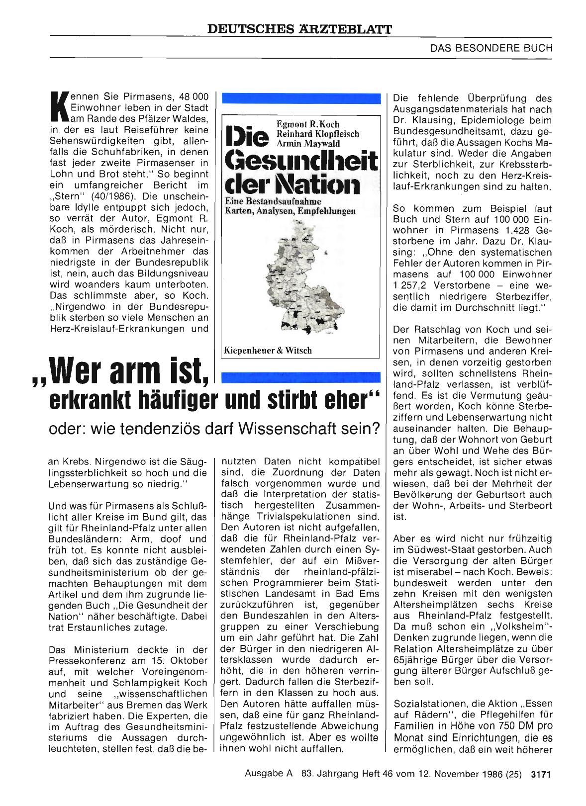 Vorschauseite 1: „Wer arm ist, erkrankt häufiger und stirbt eher„