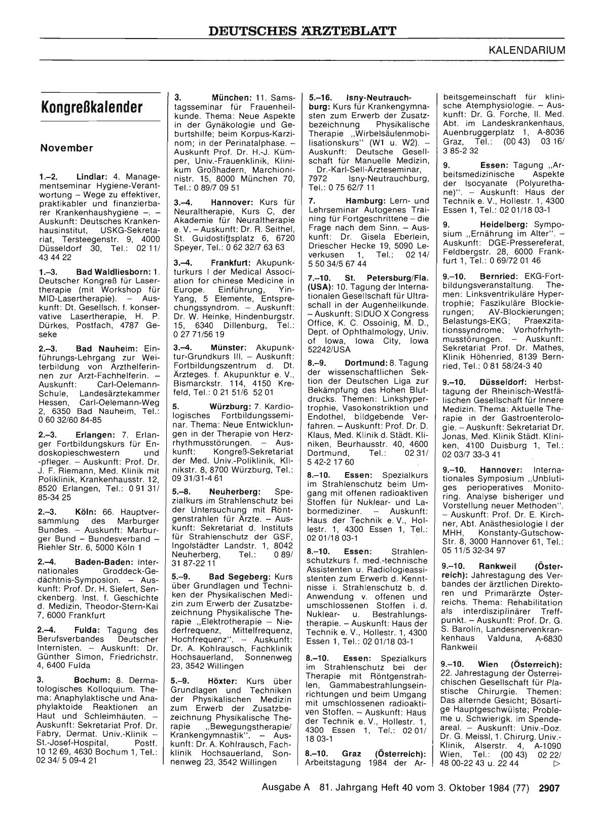 Vorschauseite 1: Kongreßkalender