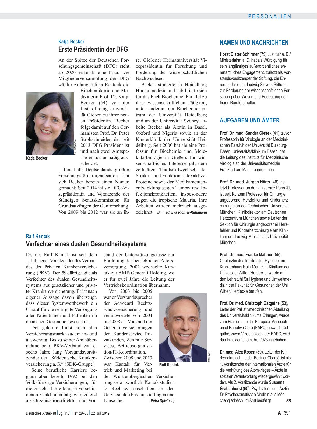 Vorschauseite 1: Katja Becker: Erste Präsidentin der DFG