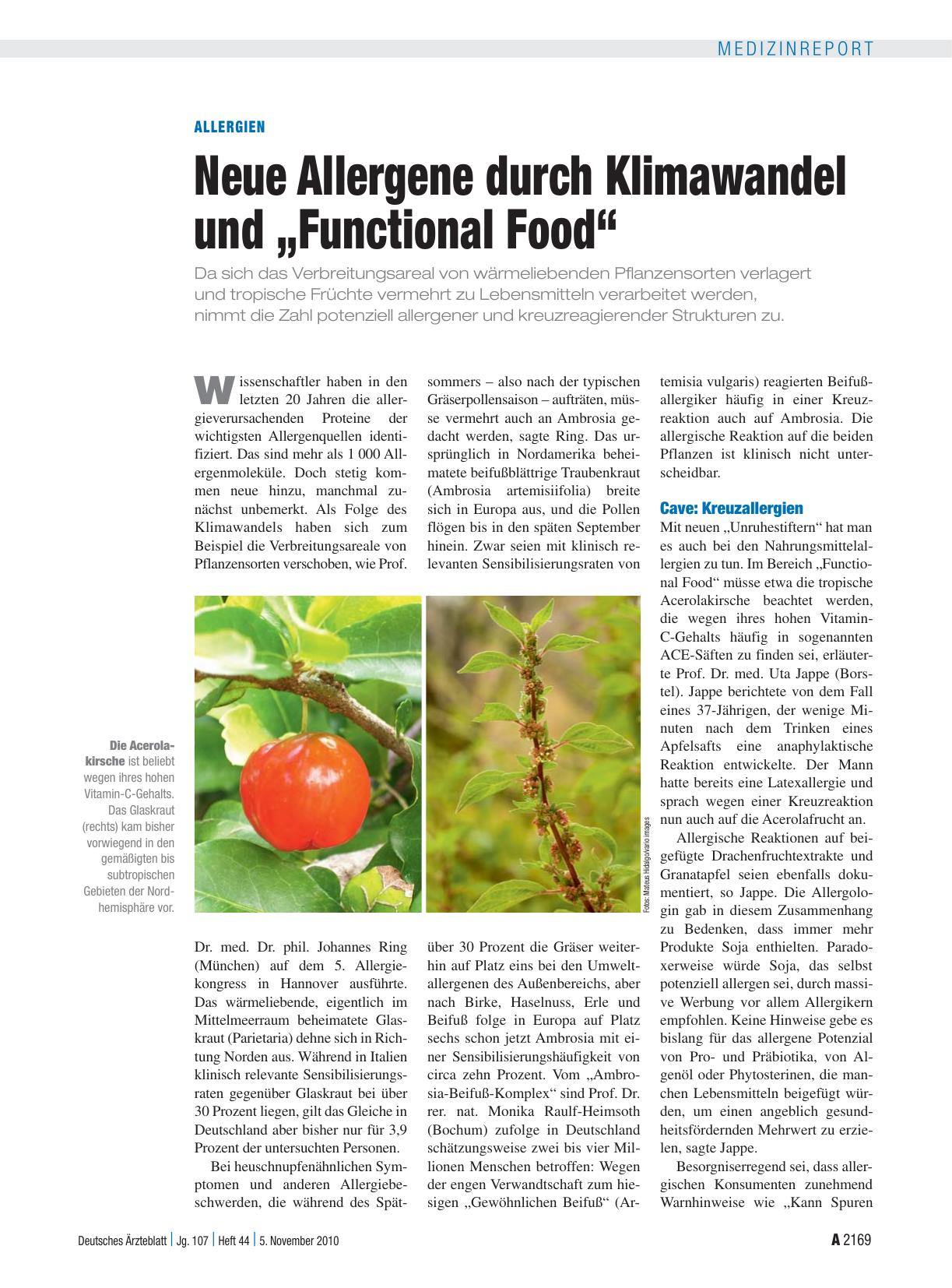 Vorschauseite 1: Allergien: Neue Allergene durch Klimawandel und „Functional Food“