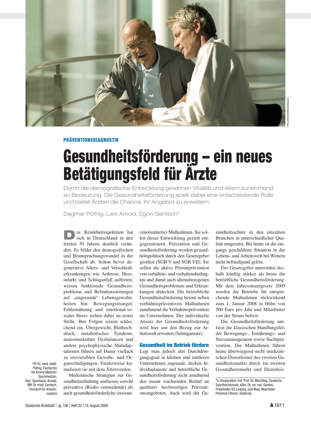 Vorschauseite 1: Präventionsdiagnostik: Gesundheitsförderung – ein neues Betätigungsfeld für Ärzte