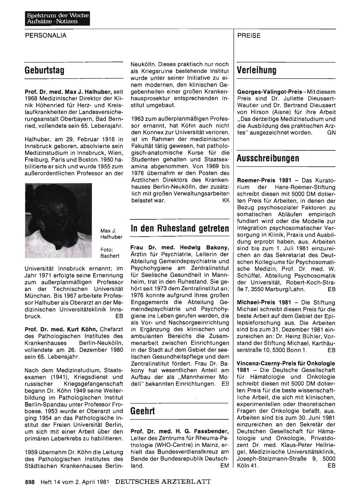 Vorschauseite 1: Verleihung