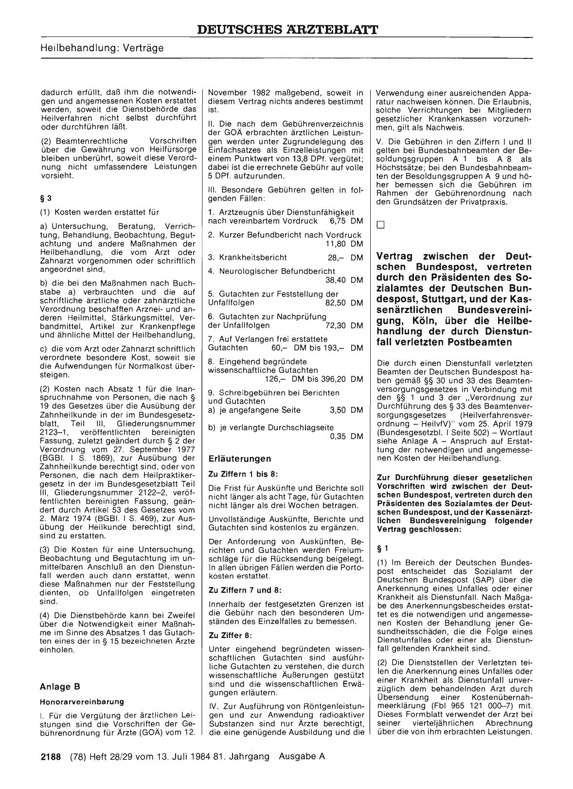 Vorschauseite 1: Vertrag über die Heilbehandlung der durch Dienstunfall verletzten Postbeamten