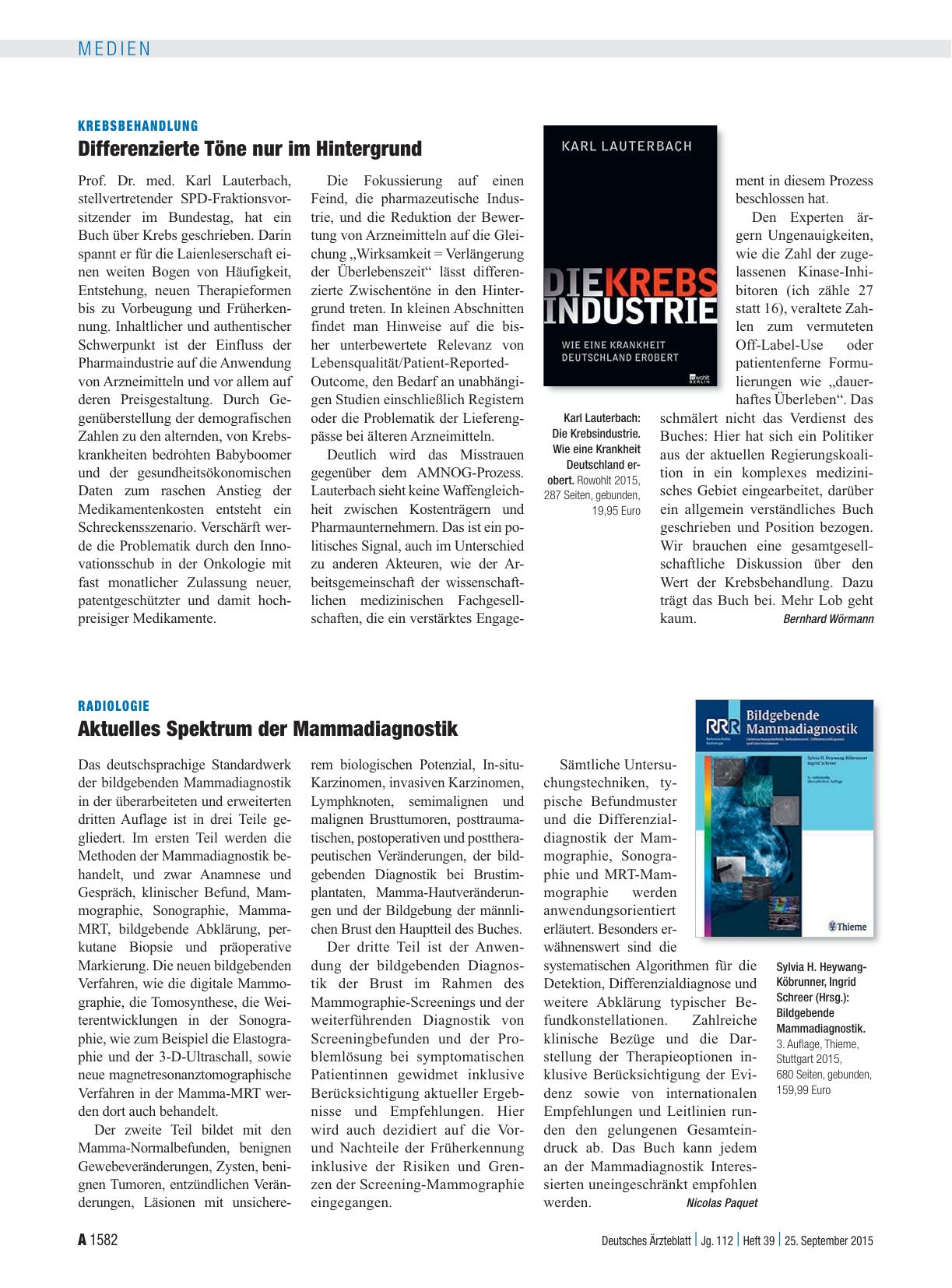 Vorschauseite 1: Radiologie: Aktuelles Spektrum der Mammadiagnostik