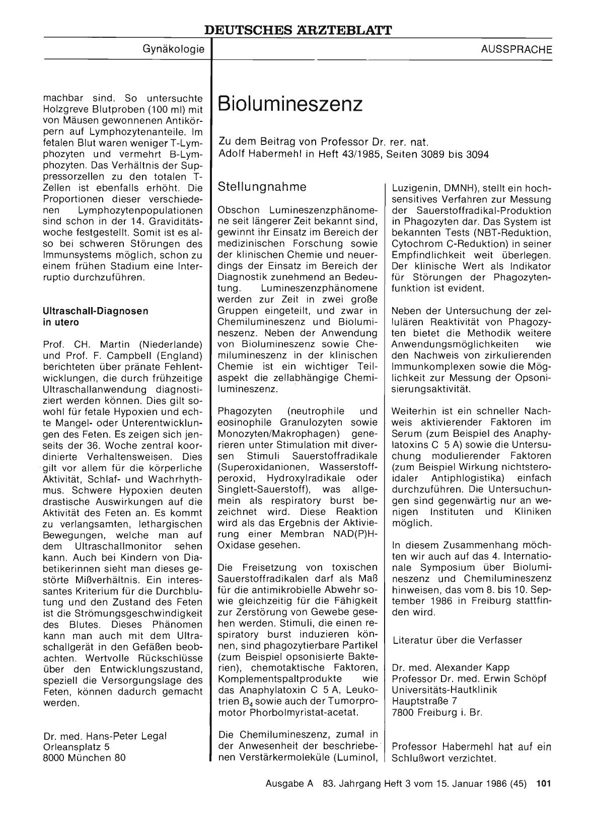 Vorschauseite 1: Biolumineszenz: Stellungnahme