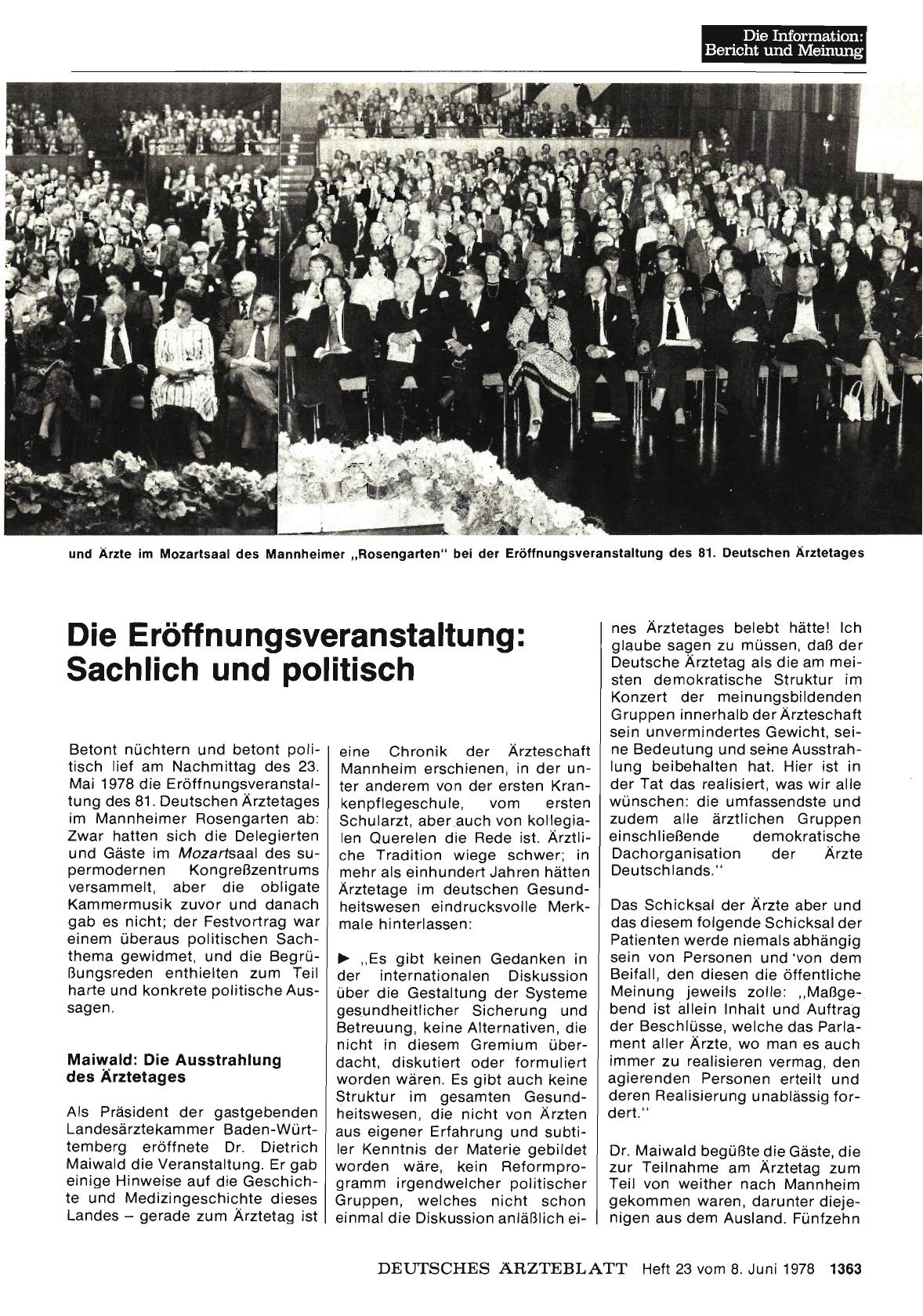Vorschauseite 1: Die Eröffnungsveranstaltung: Sachlich und politisch