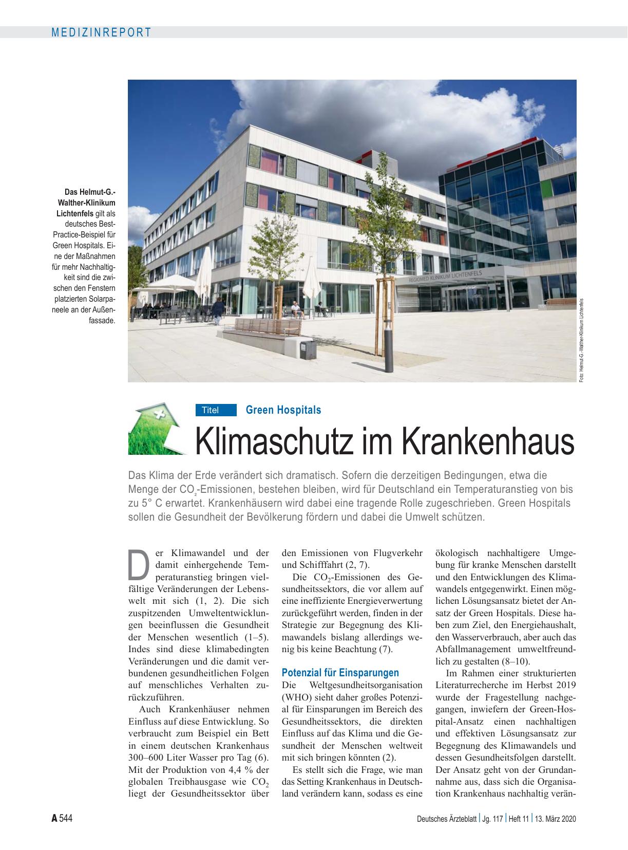 Vorschauseite 1: Green Hospitals: Klimaschutz im Krankenhaus