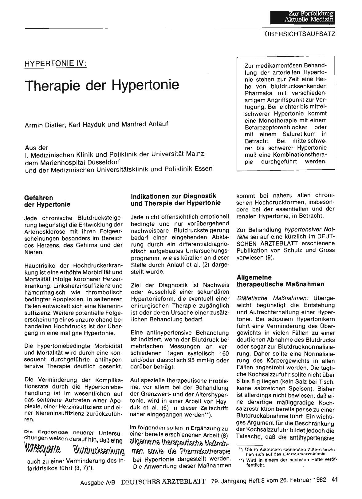 Vorschauseite 1: Therapie der Hypertonie
