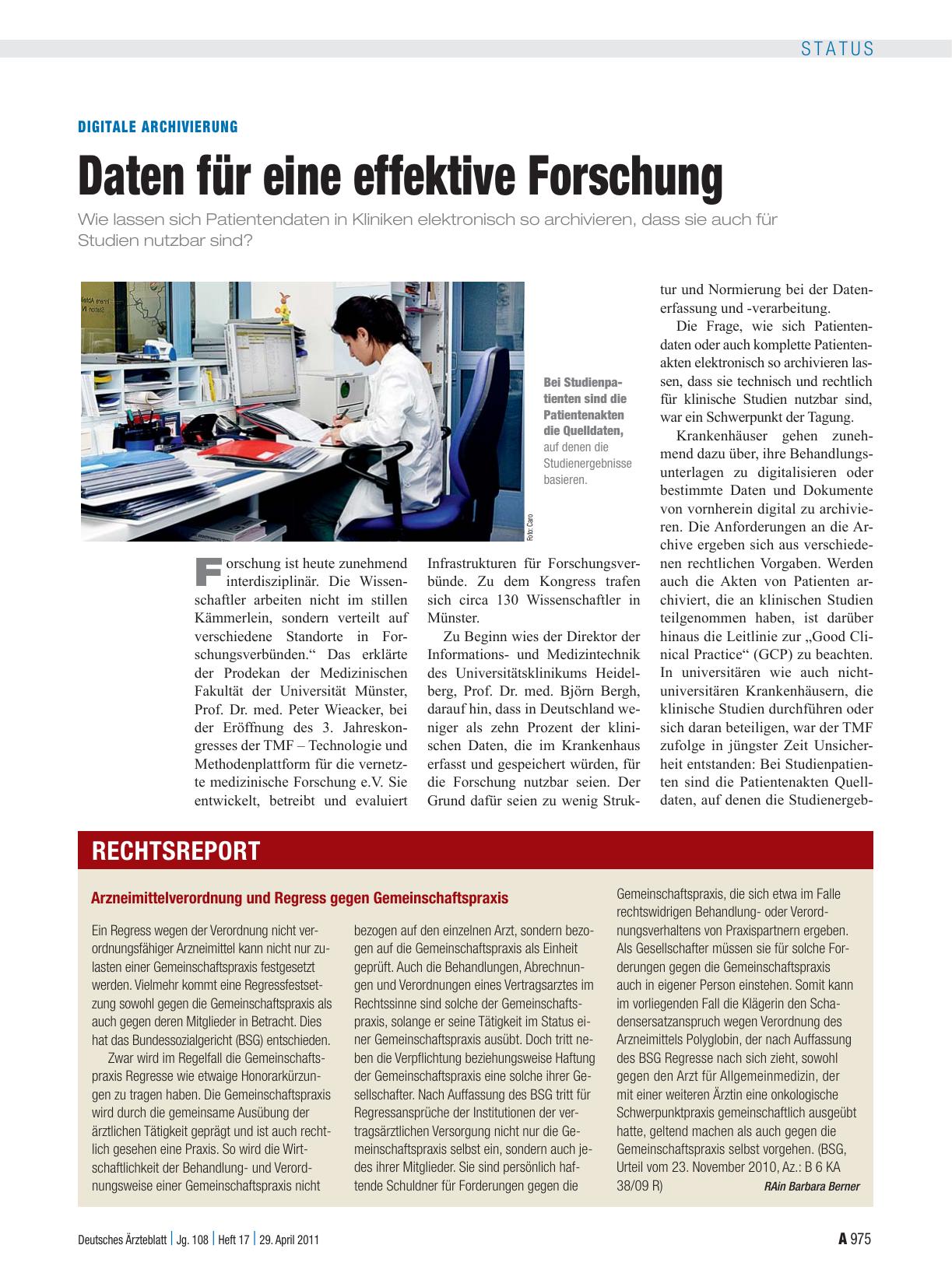 Vorschauseite 1: Digitale Archivierung: Daten für eine effektive Forschung