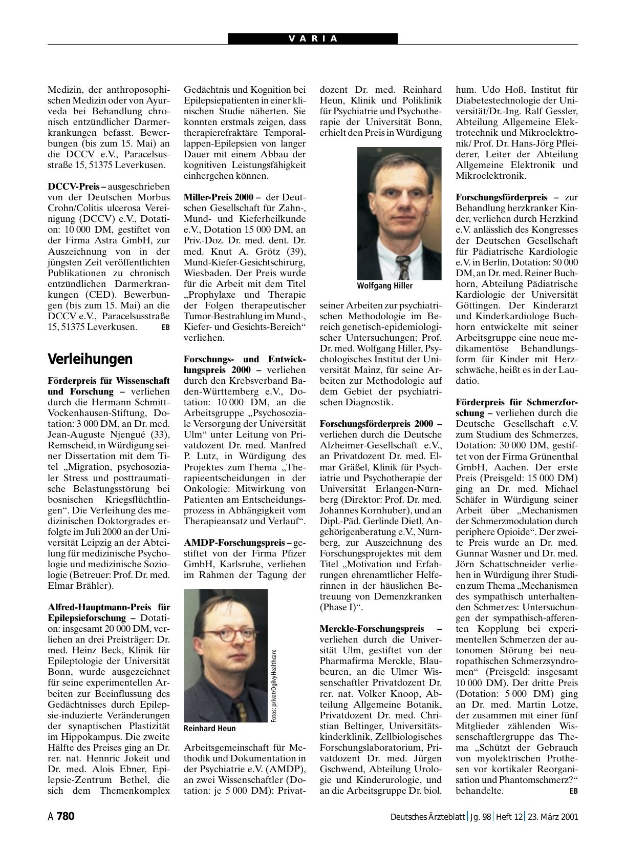 Vorschauseite 1: Verleihungen