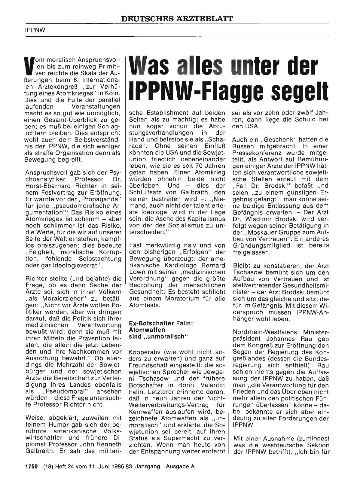 Vorschauseite 1: Was alles unter der IPPNW-Flagge segelt