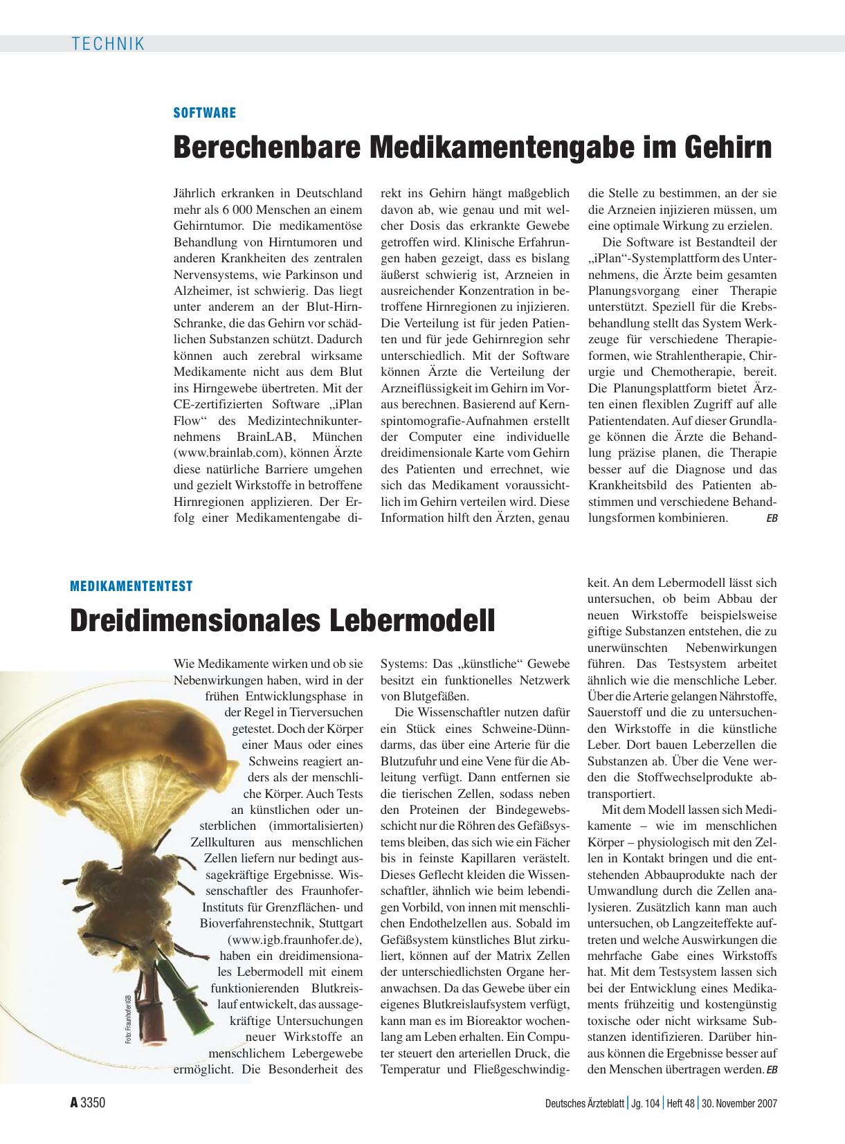 Vorschauseite 1: Medikamententest: Dreidimensionales Lebermodell
